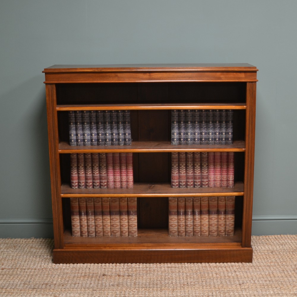 Quality Victorian Walnut Antique Open Bookcase