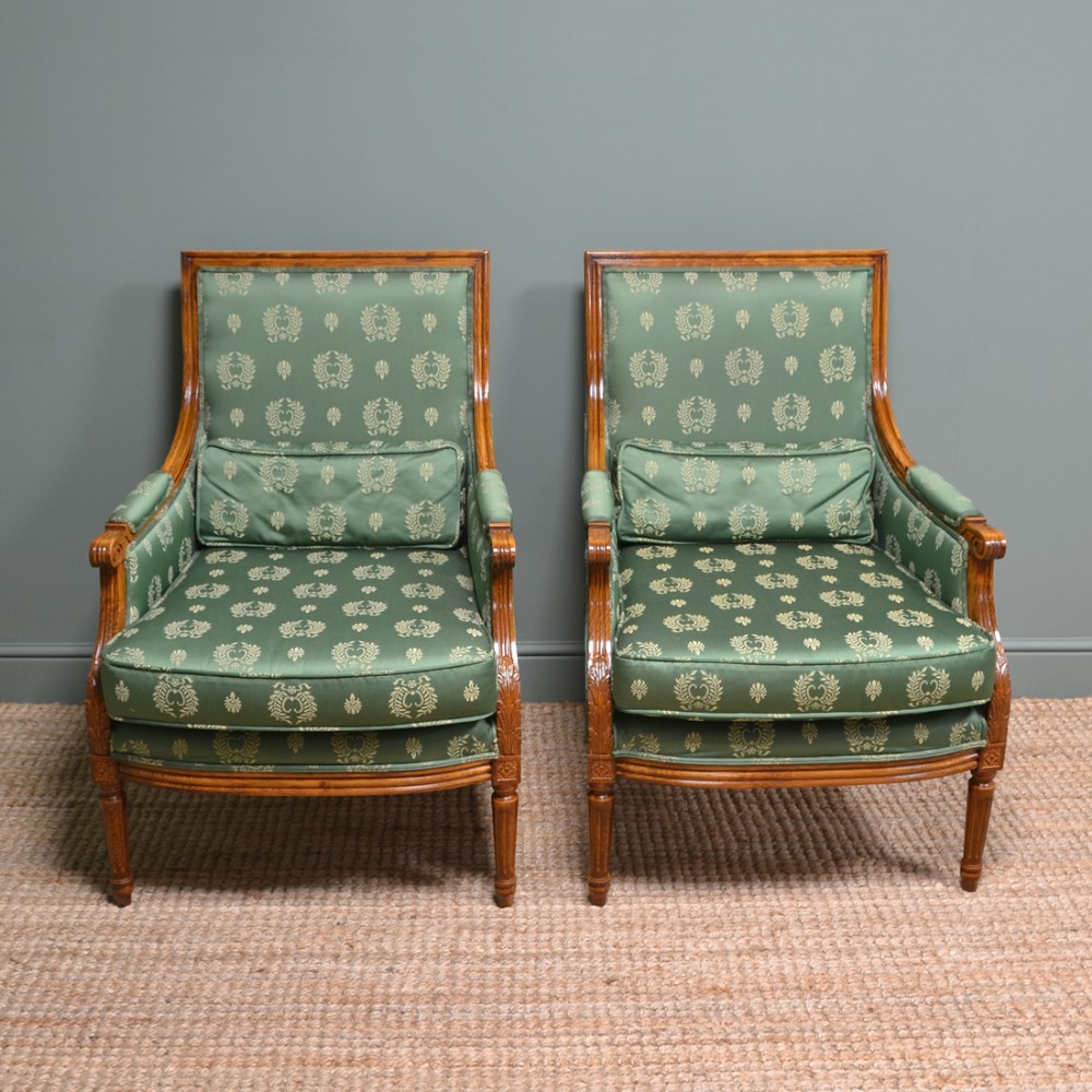 Stunning Pair of French Design Antique Arm Chairs