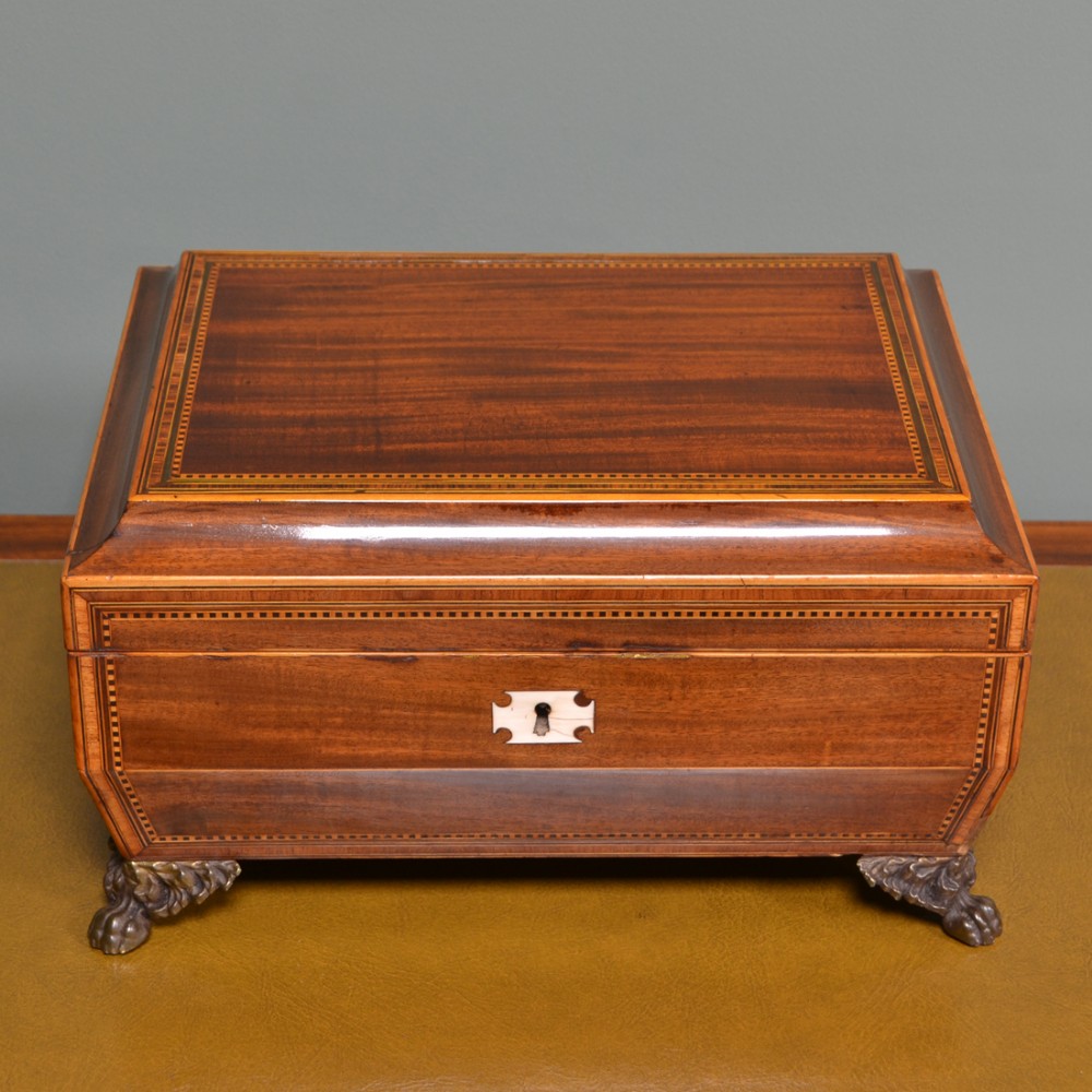 Large Regency Antique Work Box with Fitted Interior