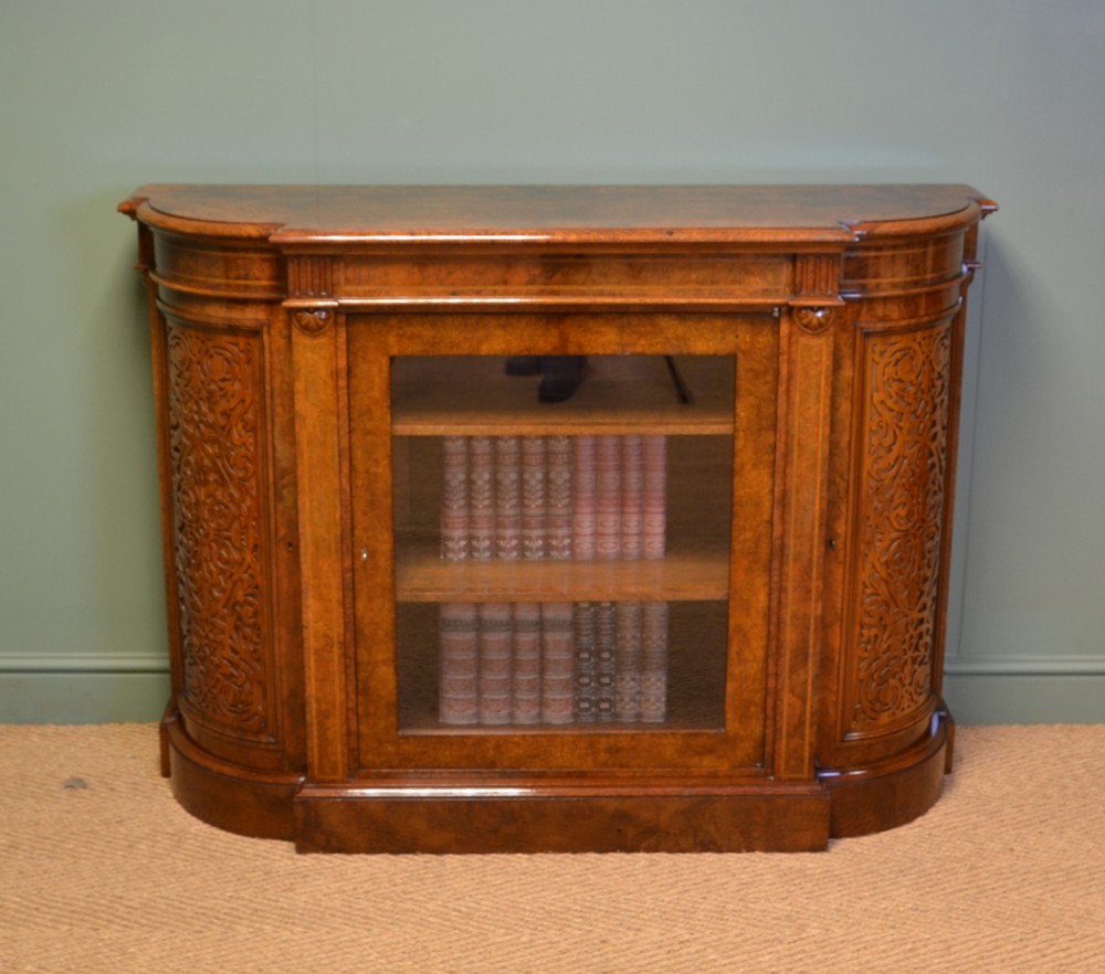 Spectacular High Quality Figured Walnut Antique Credenza