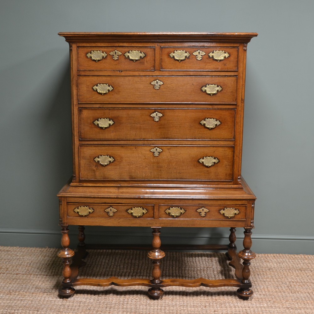 Quality Early 18th Century Oak Antique Chest on Stand