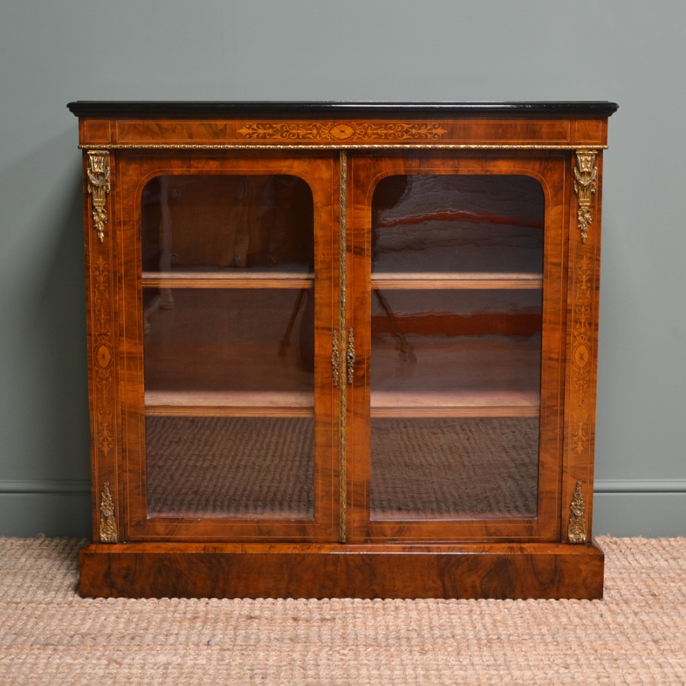 Fine Quality Figured Walnut Antique Victorian Pier Cabinet