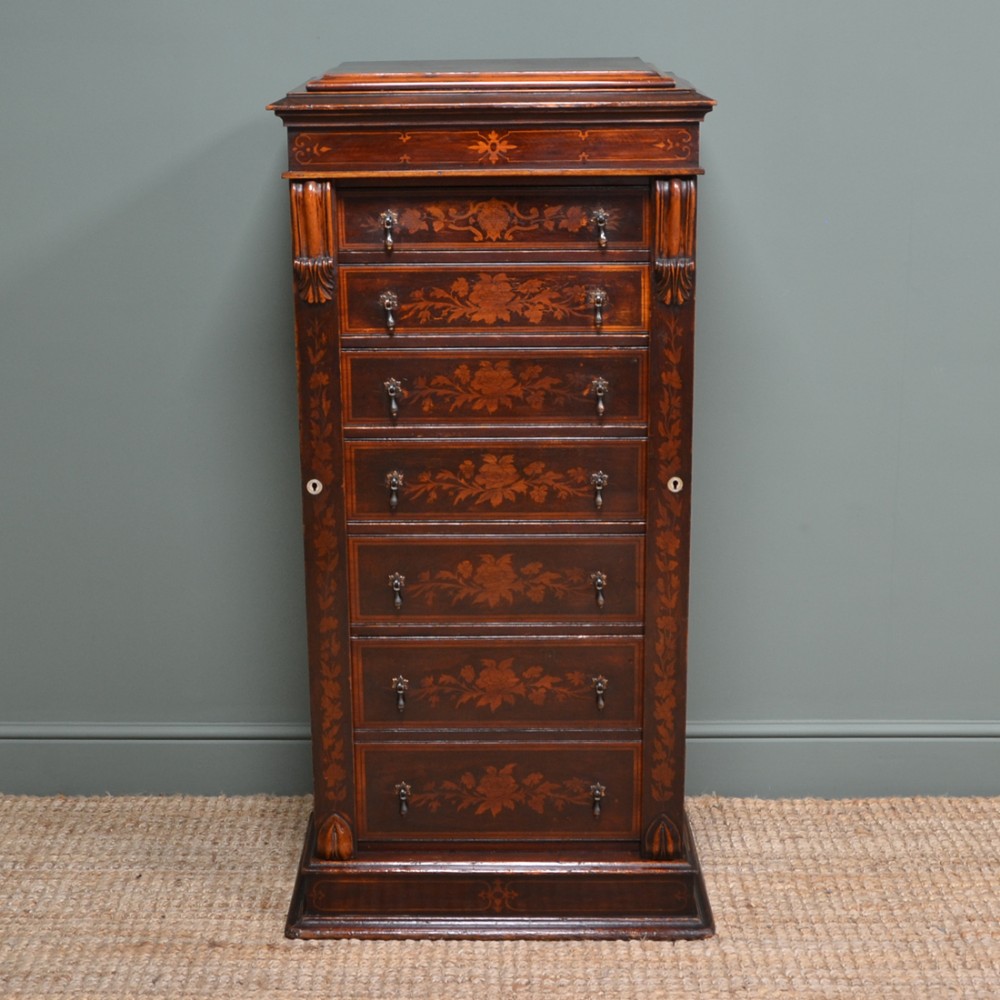 Unusual Victorian Painted Antique Wellington Chest