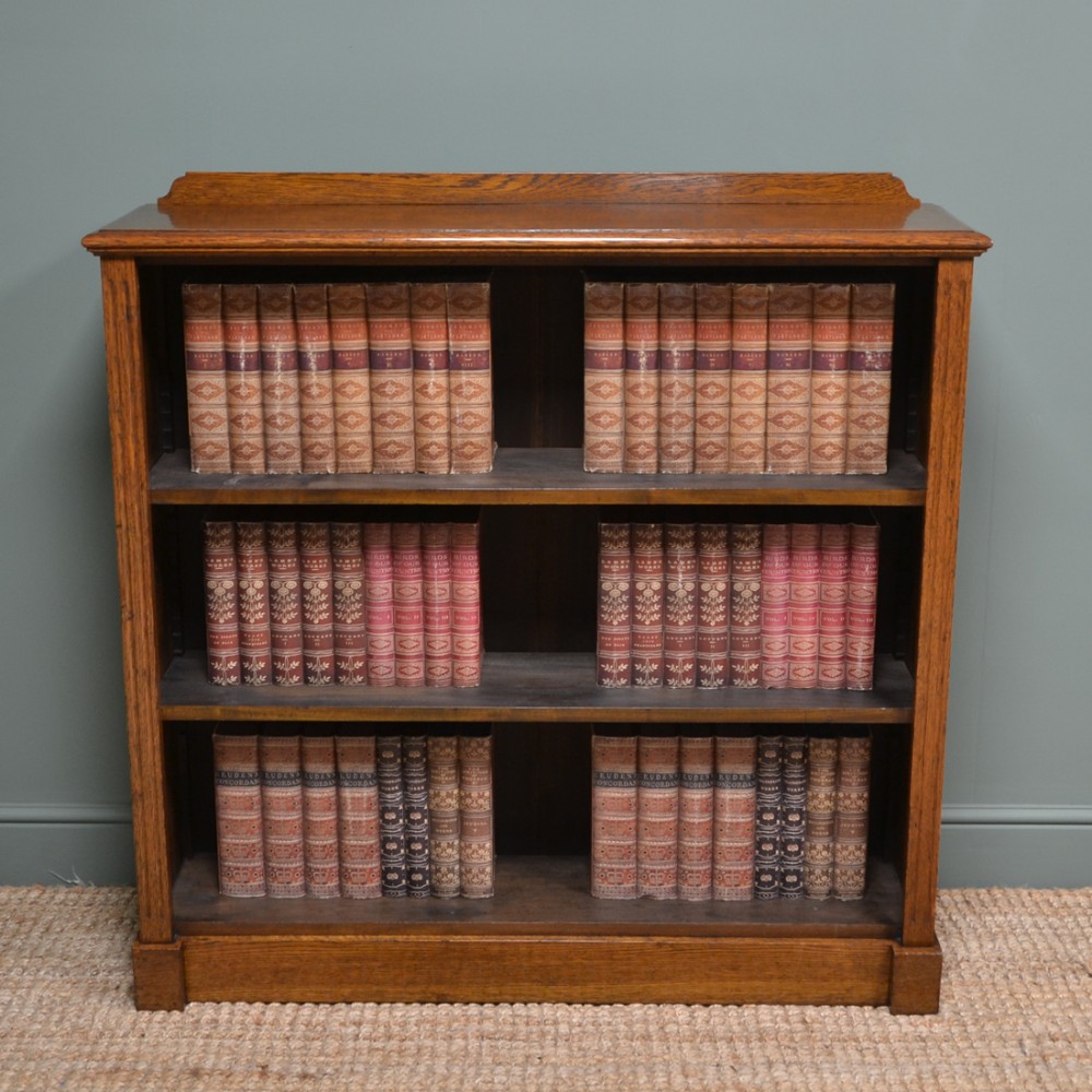 Quality Victorian Antique Oak Open Bookcase