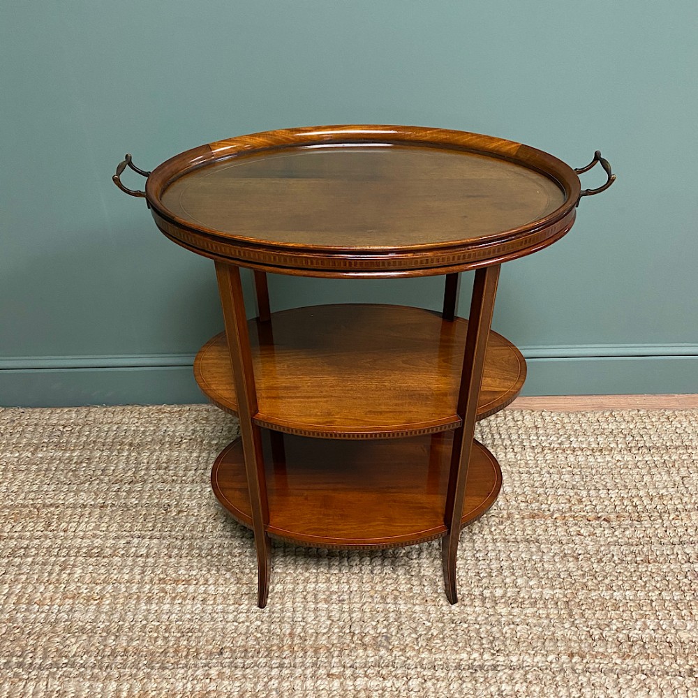 Elegant Edwardian Mahogany Antique Tray Topped Occasional Table 