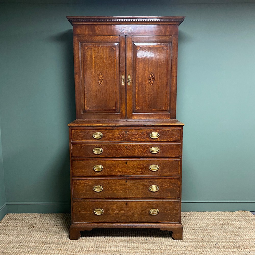 18th Century Oak Country House Antique Secretaire Cupboard