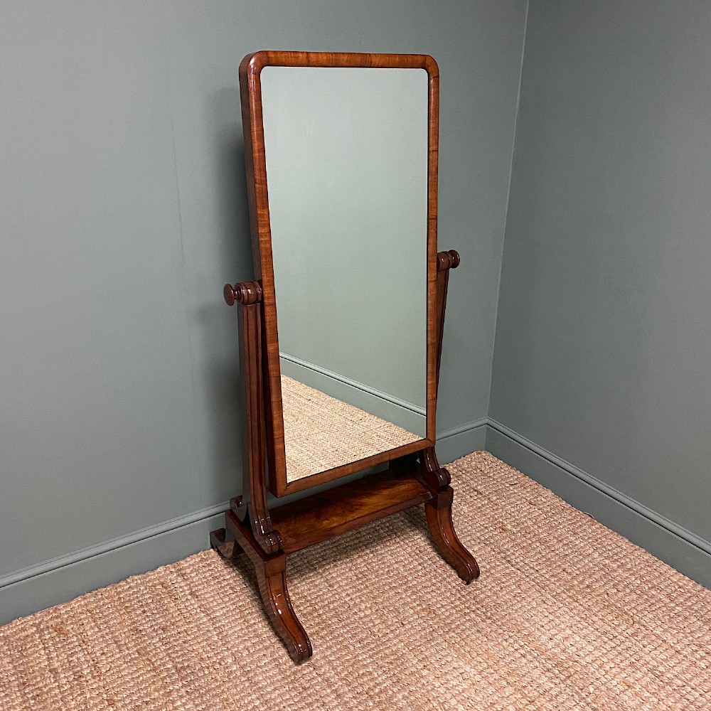 Elegant Small Victorian Mahogany Antique Cheval Mirror
