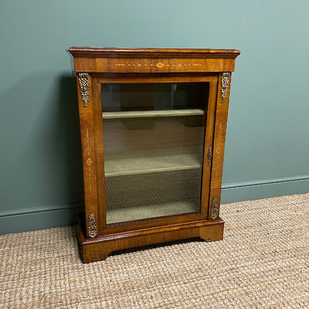 Superb Quality Victorian Figured Walnut Antique Pier Cabinet