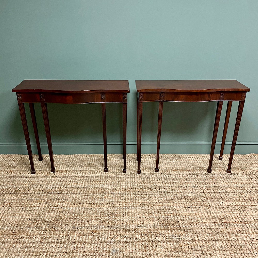 Rare Pair of Mahogany Antique Console Tables