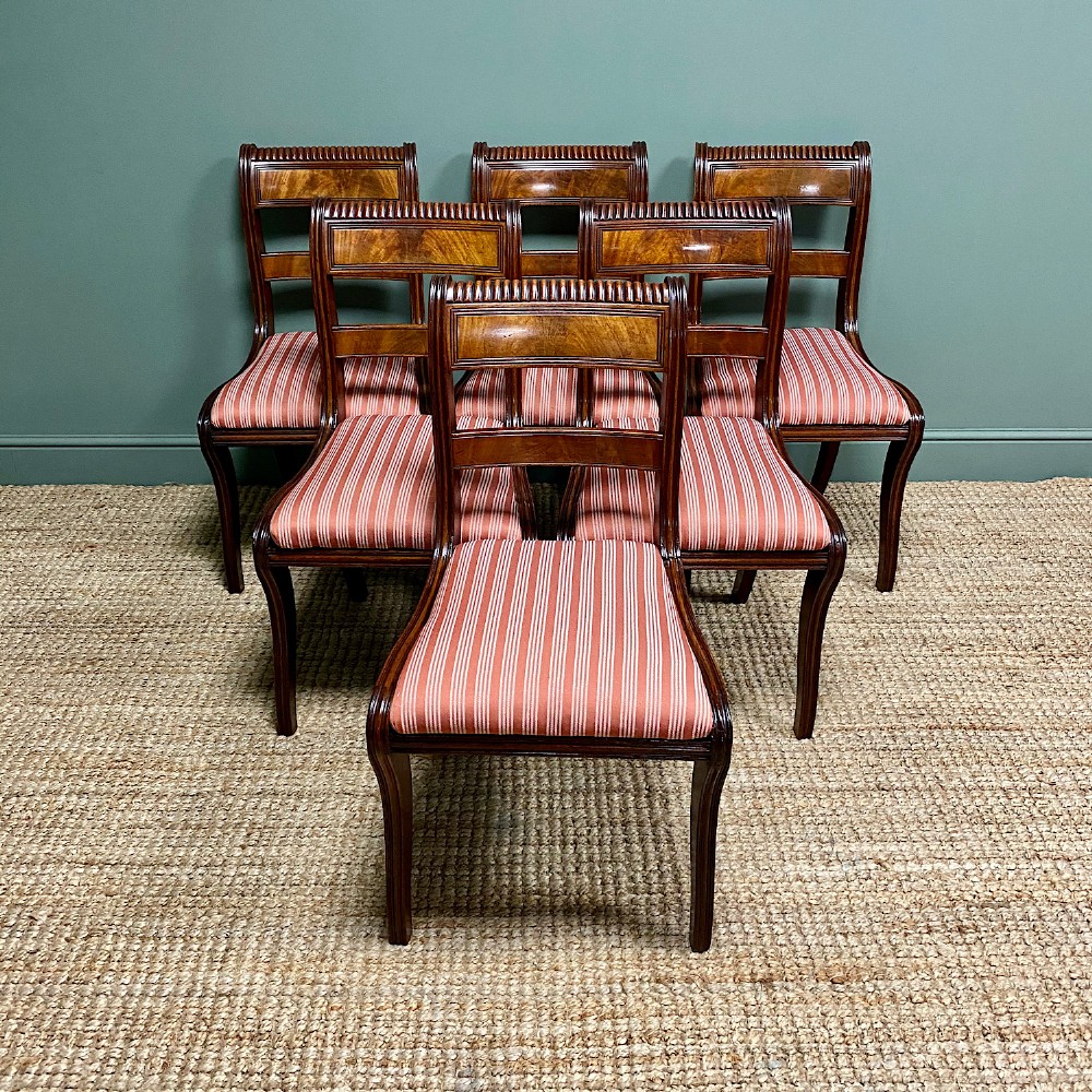 Set of Six Antique Regency Mahogany Dining Chairs of Superb Quality.
