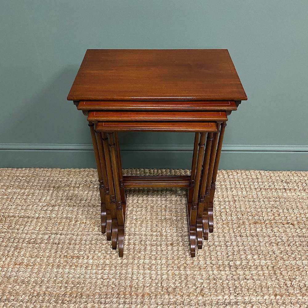 Stunning Set of Four Edwardian Antique Inlaid Nest of Tables