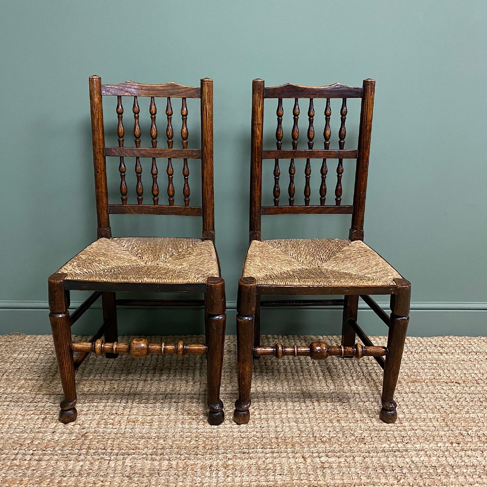 Pair of Georgian Country House Oak Antique Chairs