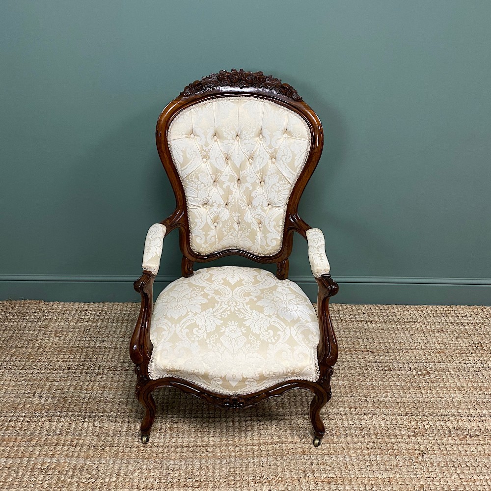 Stunning Rosewood Upholstered Antique Armchair