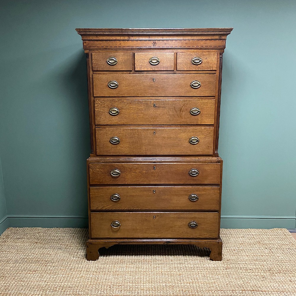 Georgian Country House Antique Oak Chest On Chest