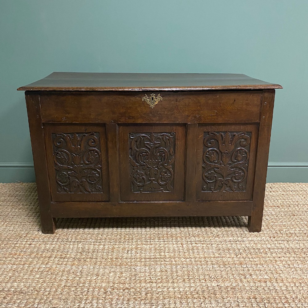 Small Period Oak Country Antique Georgian Coffer