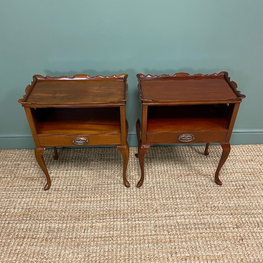 Pair of Edwardian Mahogany Antique Bedside Tables by Morison & Co