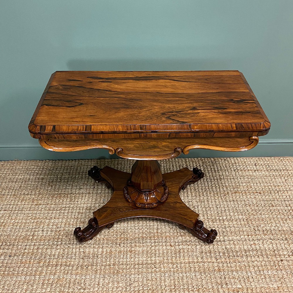 Spectacular William IV Rosewood Antique Card Table