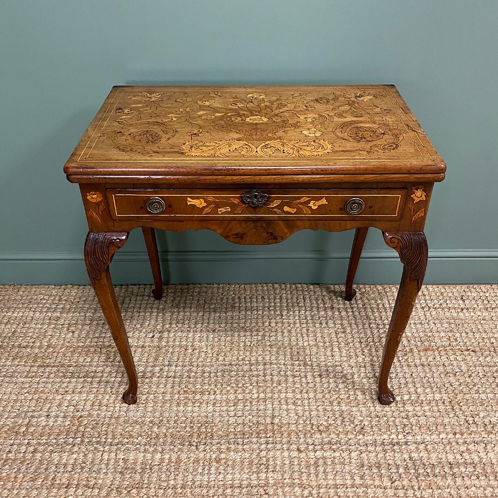Rare 18th Century Dutch Marquetry inlaid Antique Games Table.