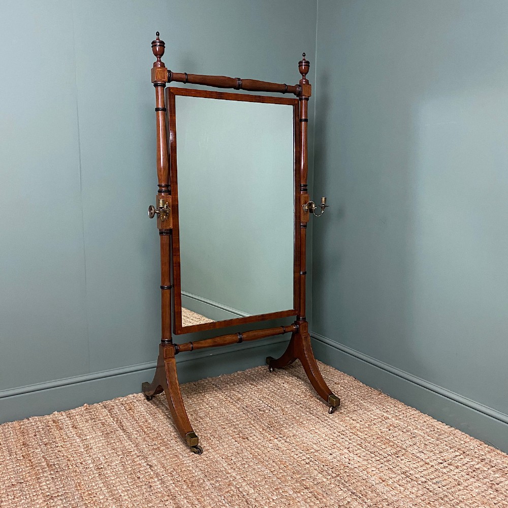 Elegant Regency Mahogany Antique Cheval Mirror