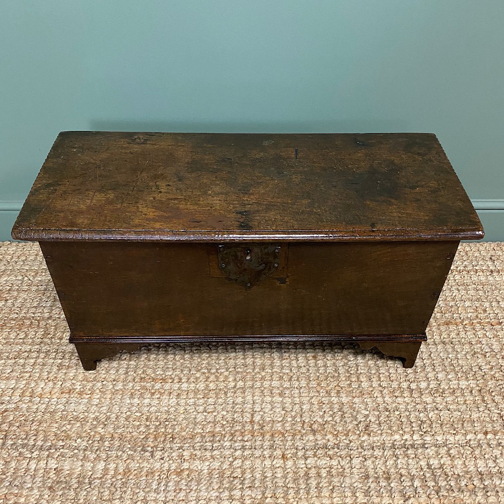 Small Period Oak Six Plank Antique Coffer