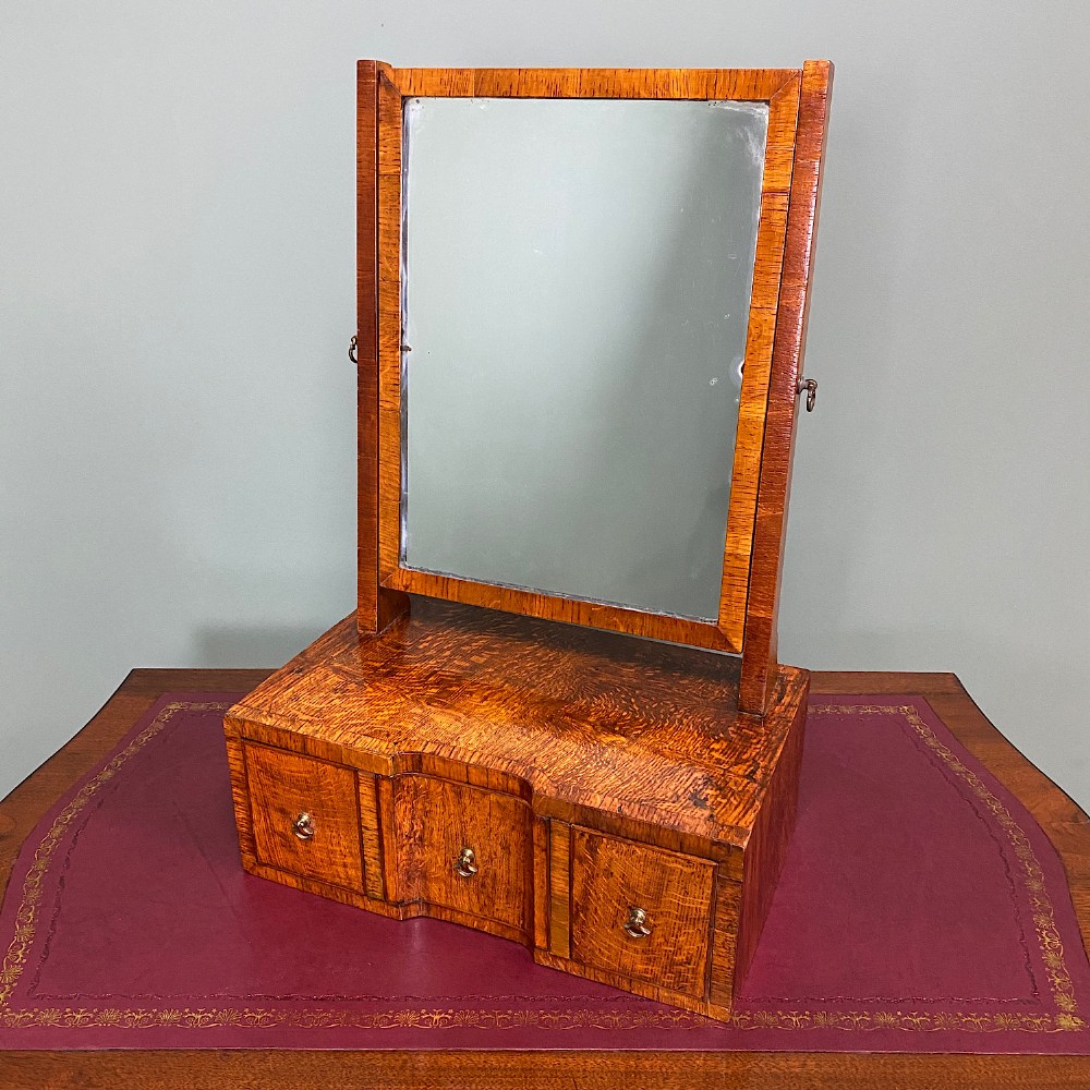 Stunning Figured Oak Antique Dressing Table Mirror