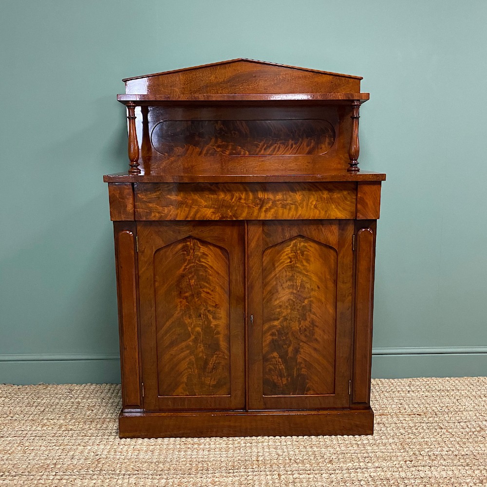 Victorian Figured Mahogany Antique Chiffonier Cupboard