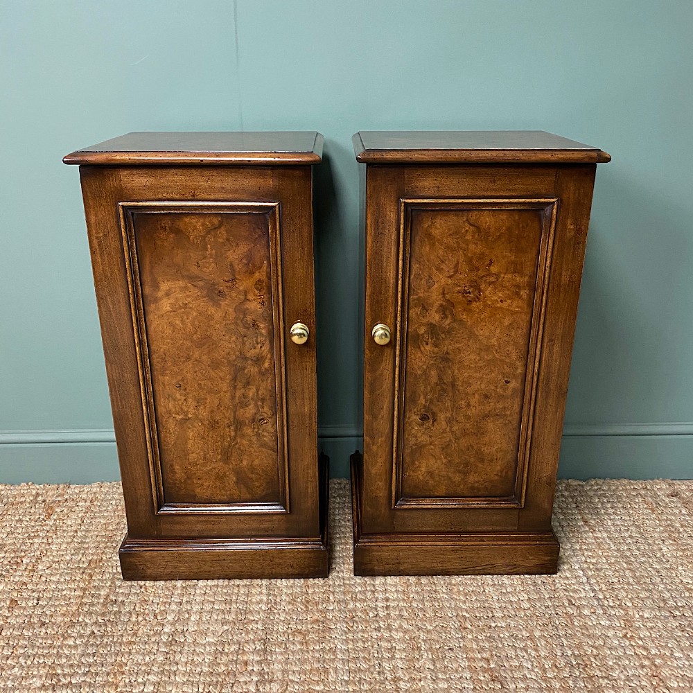 Stunning Pair of Burr Walnut Bedside Cabinets