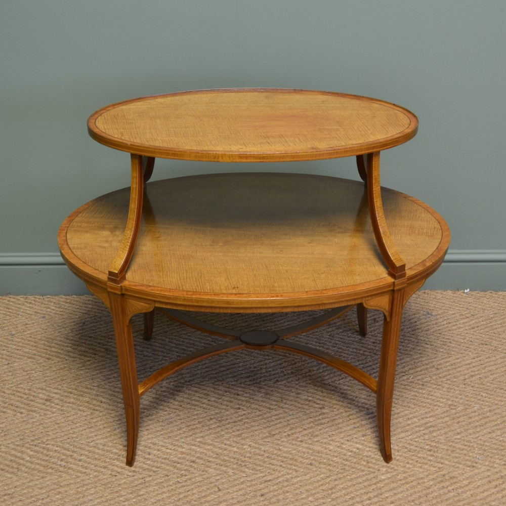 Quality Victorian Satinwood Two Tier Lamp Table