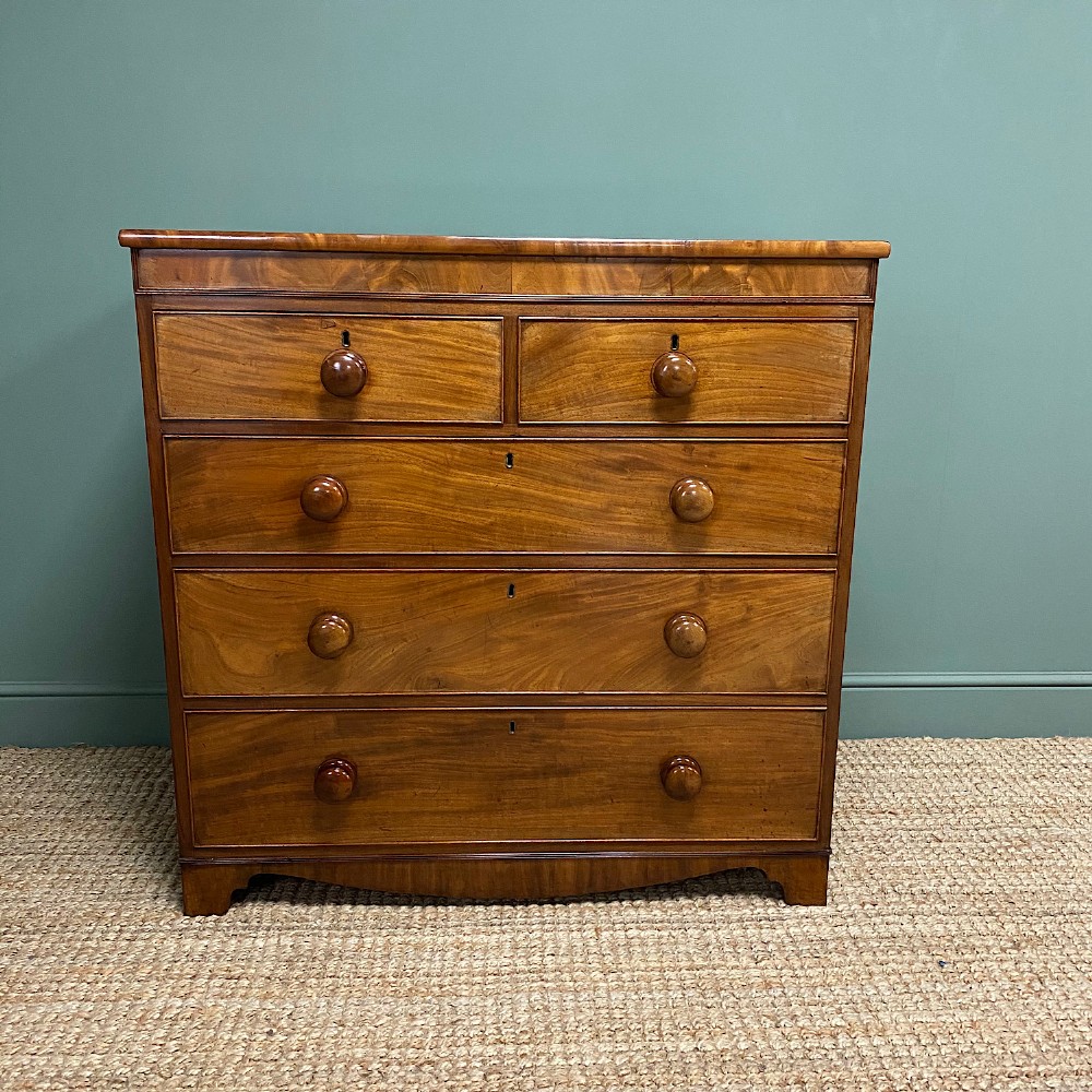 Victorian Country House Figured Mahogany Antique Chest Of Drawers