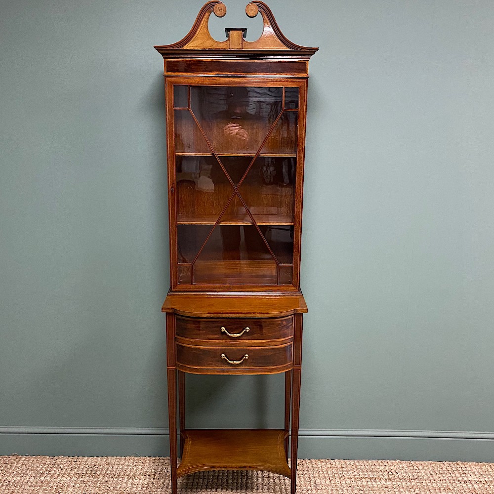 Quality Tall Slim Mahogany Victorian Antique Bookcase