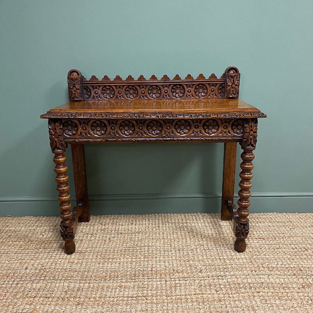 Stunning Carved Oak Victorian Antique Hall Table