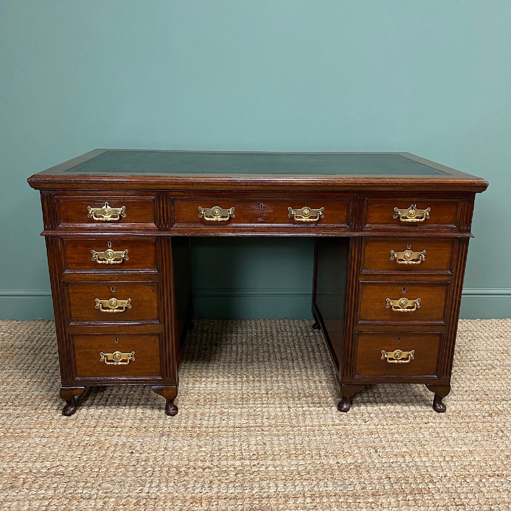 Mahogany Antique Pedestal Desk by Maple & Co