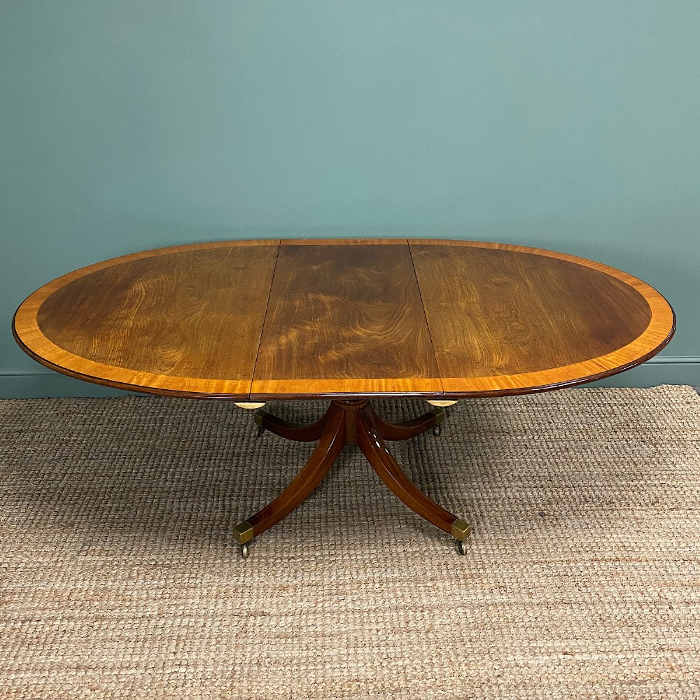 Spectacular Large Edwardian Figured Mahogany Antique Dining Table