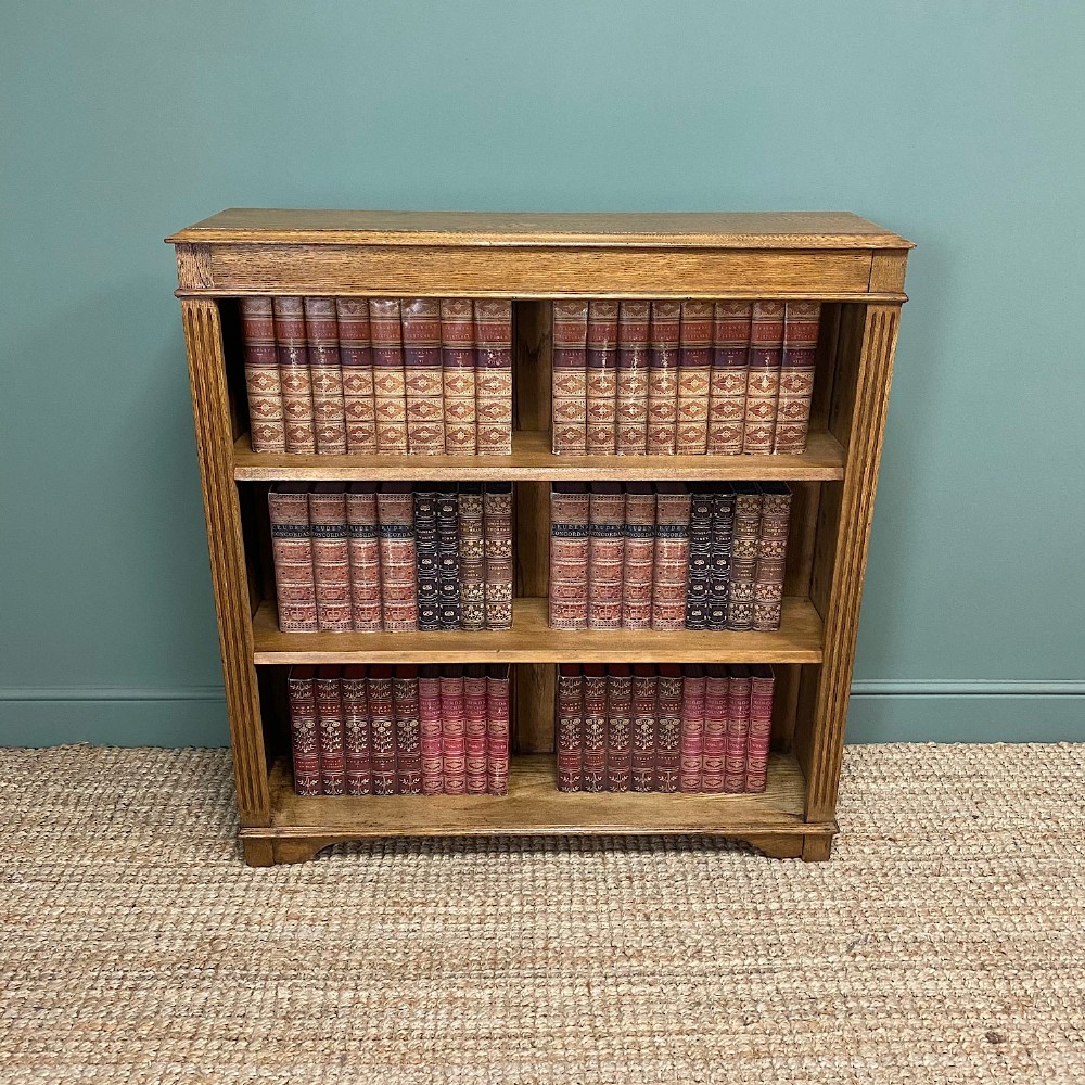 Quality Edwardian Oak Antique Open Bookcase