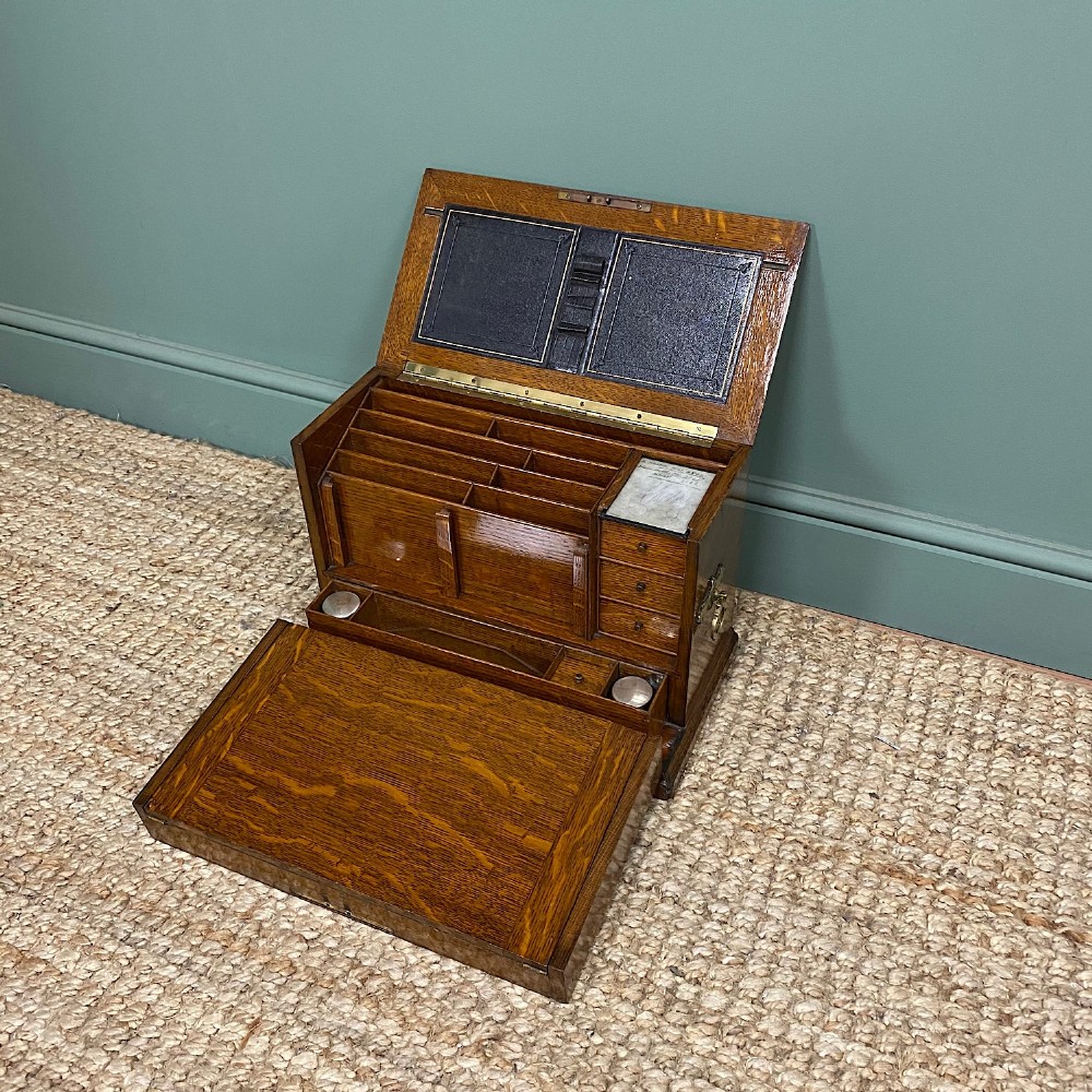 Quality Victorian Oak Antique Stationery Cabinet