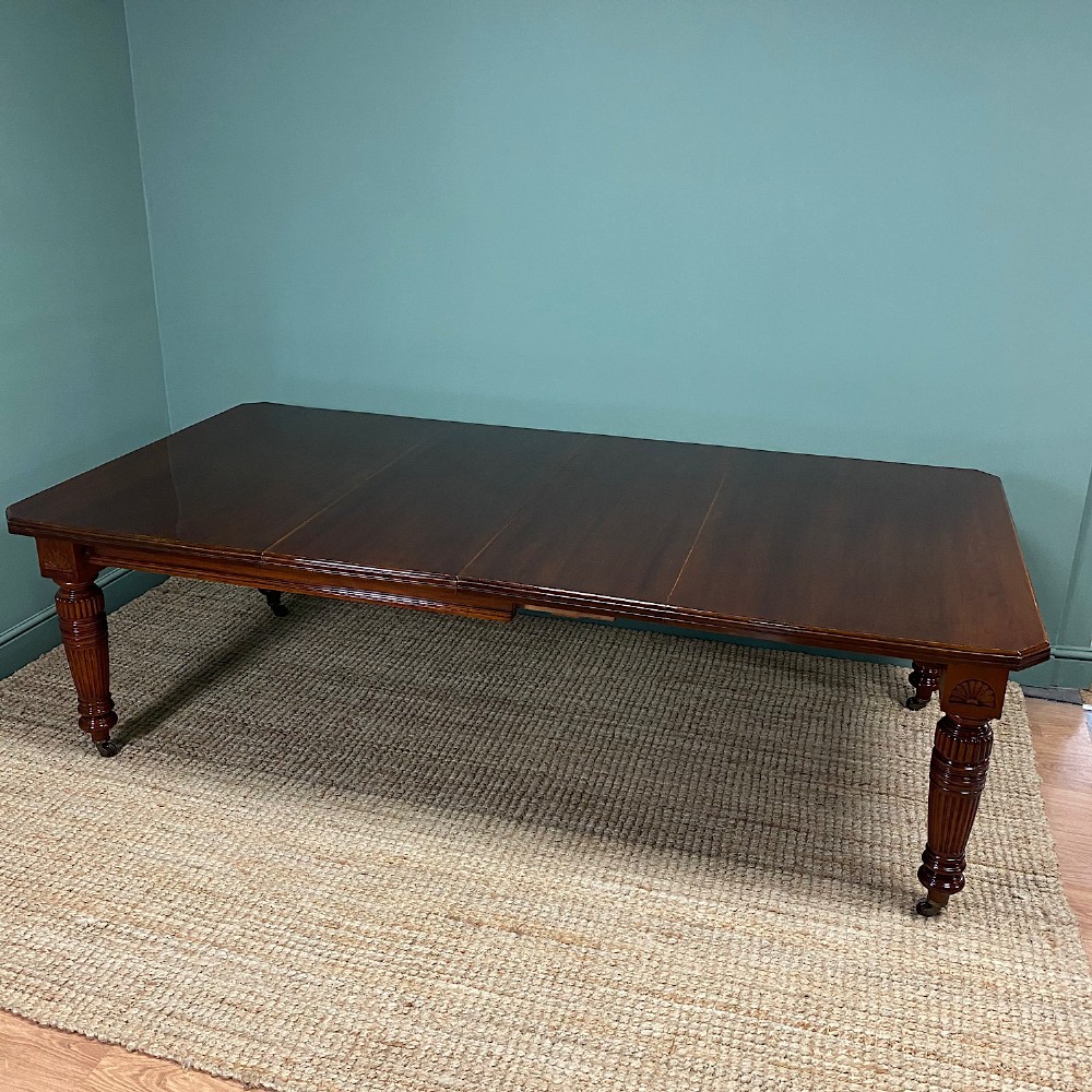Large Victorian Walnut Antique Extending Dining Table