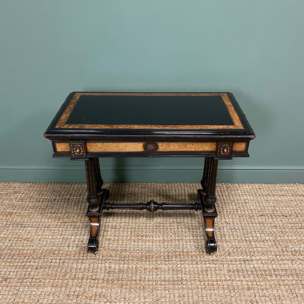 Victorian Ebonized and Walnut Antique Games Table