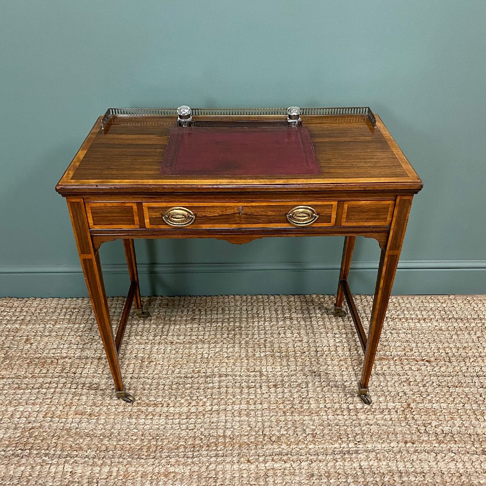 Spectacular Quality Victorian Rosewood Antique Writing Table
