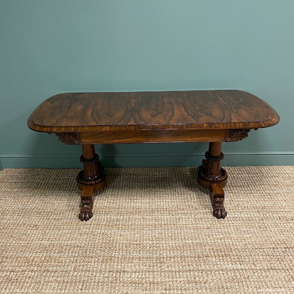 Rare Large Spectacular Figured Rosewood Antique Sofa / Console Table

