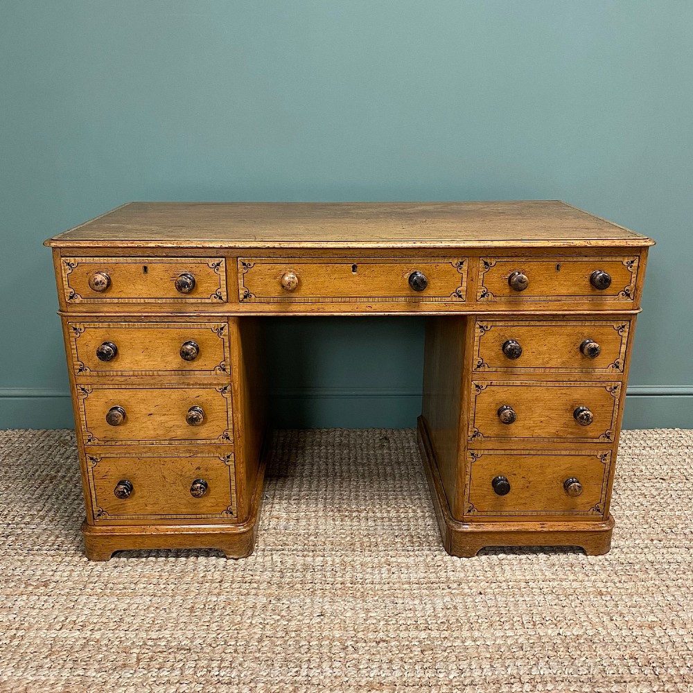 Unusual Victorian Painted Pine Antique Desk
