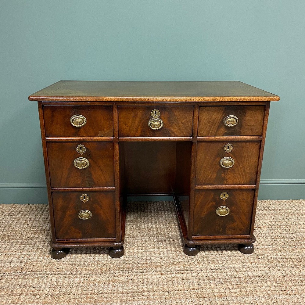 Small Victorian Mahogany Antique Pedestal Desk
