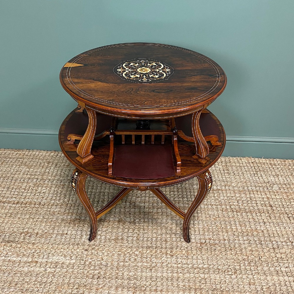 Unusual Victorian Rosewood Antique Revolving Book Table
