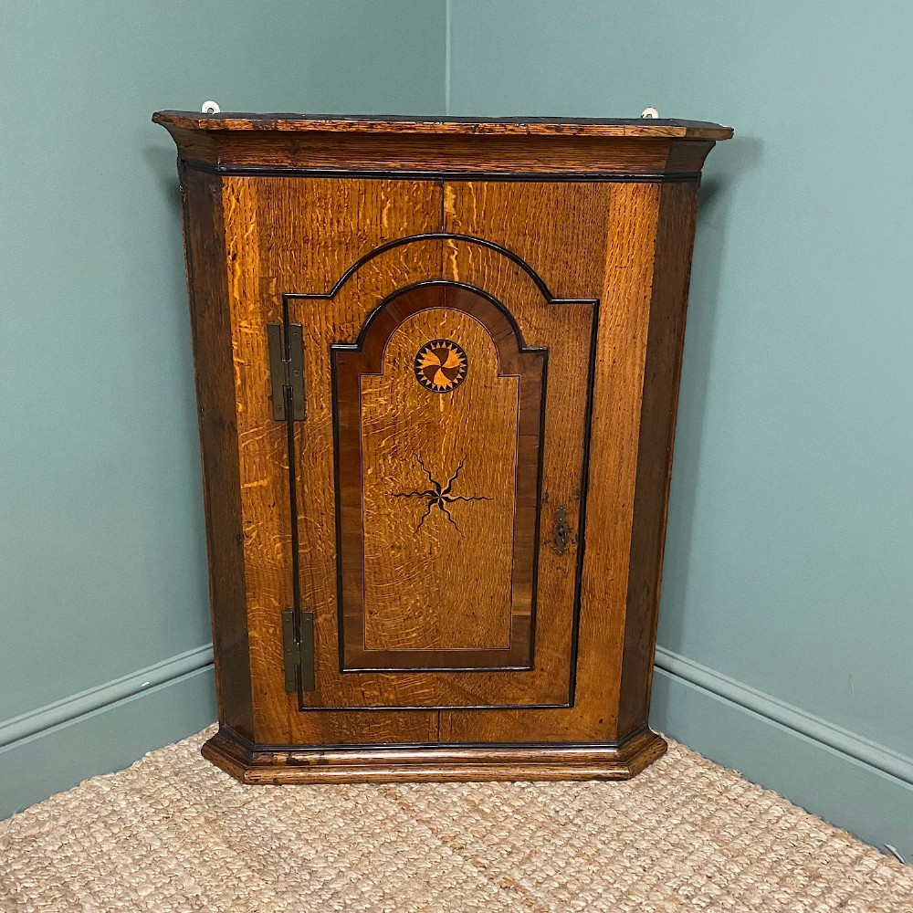 Wall Hanging Georgian Oak Antique Corner Cabinet