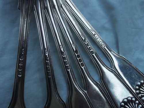 1818 STUNNING SET OF 6 PAUL STORR FIDDLE THREAD AND SHELL TABLESPOONS 570G - ADDITIONAL PHOTO 3