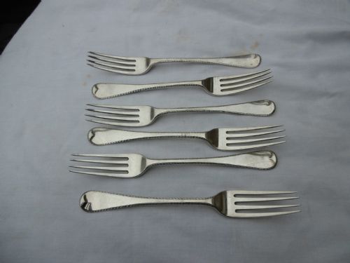 1802 fine quality set of 6 feather edge dinner forks eley and fearn 435g - CATEGORY: ANTIQUE SILVER - DATED GEORGIAN