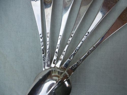 1725 FINE SET OF 6 GEORGE 1ST RAT TAIL TABLESPOONS BY RICHARD SCARLETT - ADDITIONAL PHOTO 1