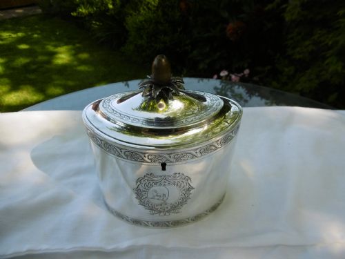 1795 stunning george 111 silver tea caddy by henry chawner see photos - CATEGORY: ANTIQUE SILVER - DATED 18TH CENTURY