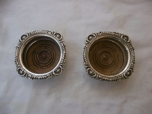 1897 RARE PAIR OF VICTORIAN SILVER WINE GLASS COASTERS BY BRADBURY - ADDITIONAL PHOTO 1