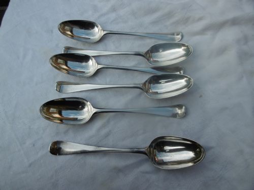 1759 VERY RARE SET OF 6 GEORGIAN DESSERT SPOONS BY LADY MAKER E TOOKEY GREAT CREST - ADDITIONAL PHOTO 4