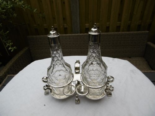 1729 stunning cruet george 11 silver cruet frame by s wood with bottles by wy - CATEGORY: ANTIQUE SILVER - DATED 18TH CENTURY